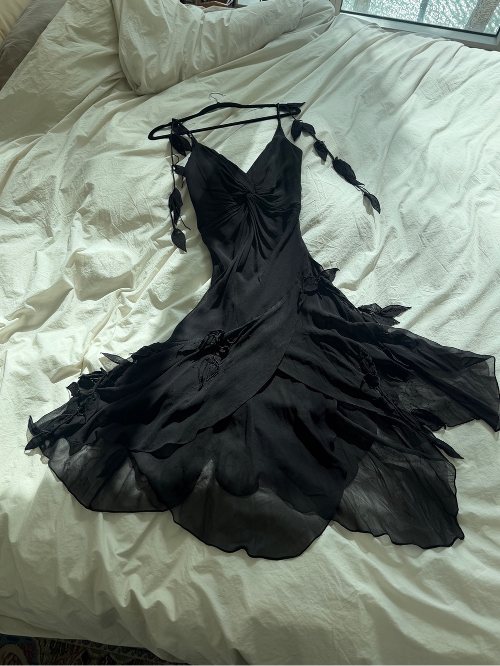 Sue Wong Vintage 100% Silk Black Dress - Picture 2 of 8
